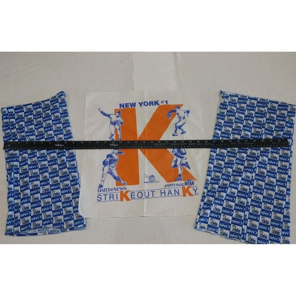 Vintage New York Mets Fandinis (2) And 1988 StrikeOut Hanky. Scarf/Gator/Skull